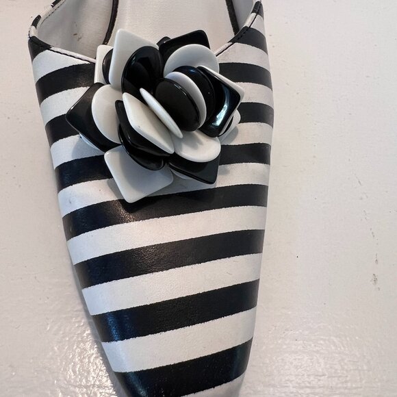 90's Funky Striped Pumps - Heels - Black & White - Size 9 - Picture 11 of 13